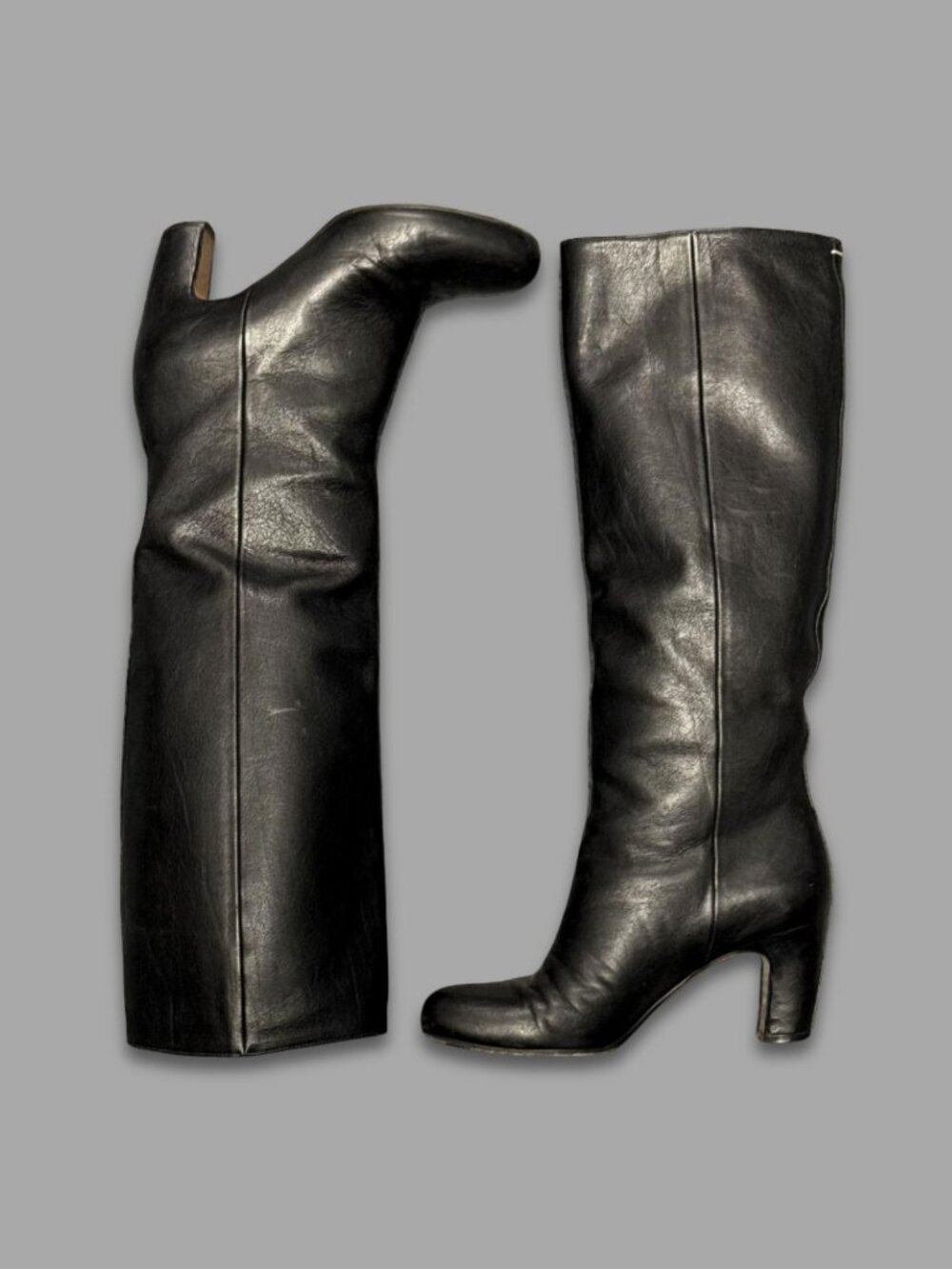 MAISON MARTIN MARGIELA Black Leather Knee High Boots